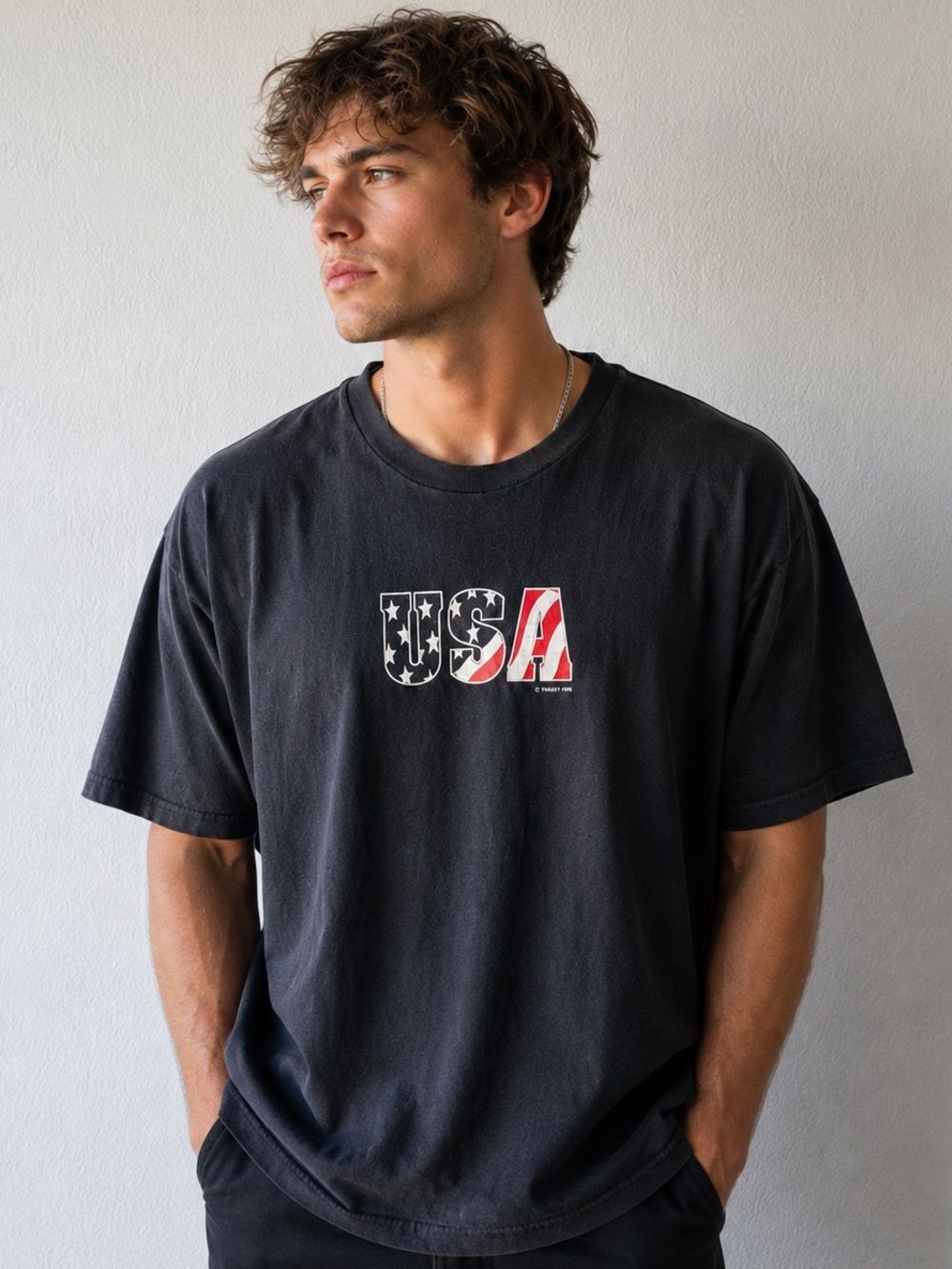 Vintage 2001 USA Flag Graphic T Shirt Mens Large Navy FIFA World Cup Team USA